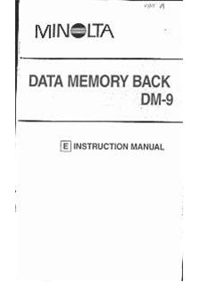 Minolta Memory Back DM 9 manual. Camera Instructions.